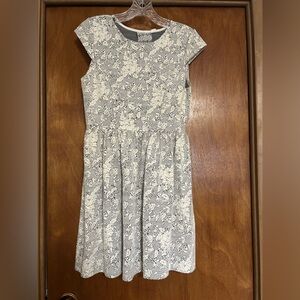 Others Follow Lace Mini Dress in Gray and Cream